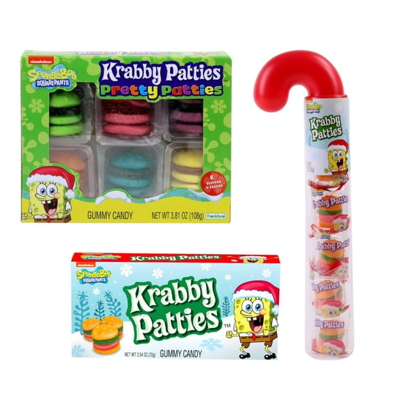 SpongeBob Krabby Patties Holiday Gummy Candy Bundle, 3 Pack Assortment