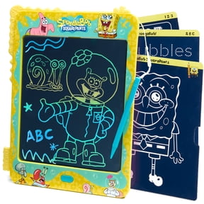 SpongeBob SquarePants ScribblePop 10.5-Inch LCD Writing Tablet, Turquoise, with Stylus and 4 Activity Cards, Kids Travel Doodle Board