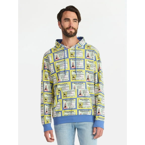 SpongeBob SquarePants Men's & Big Men's Graphic Fleece Hoodie with Long Sleeves, Sizes S-3XL