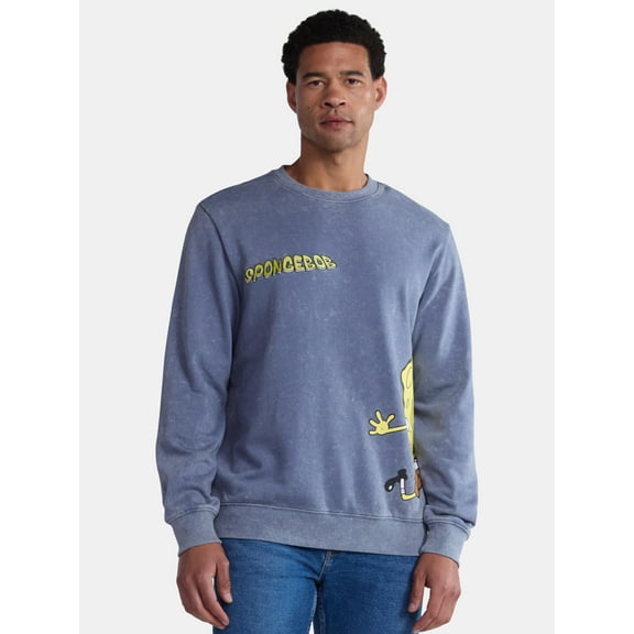 SpongeBob SquarePants Men's and Big Men's Front to Back Graphic Sweatshirt with Long Sleeves, Sizes XS-3XL