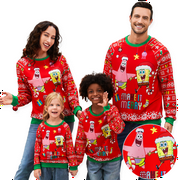 SPONGEBOB SQUAREPANTS SpongeBob Mens Christmas Graphic Sweatshirts For Couple Holiday Pullover Tops Family Matching sets Sizes S-XL