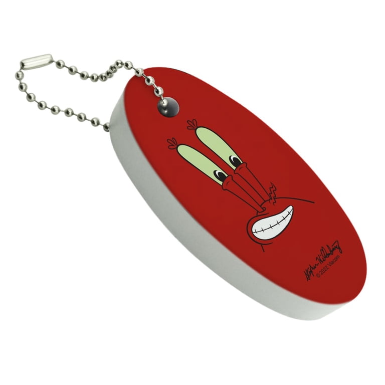 SpongeBob Mr. Krabs Face Floating Keychain Oval Foam Fishing Boat