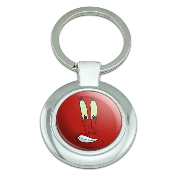 Spongebob Mr. Krabs Face Keychain Classy Round Chrome Plated Metal