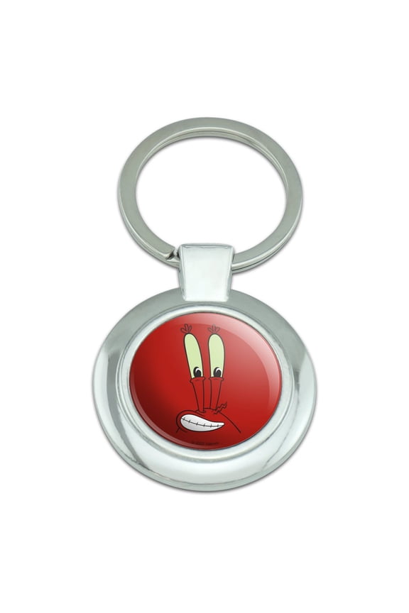 Spongebob Mr. Krabs Face Keychain Classy Round Chrome Plated Metal