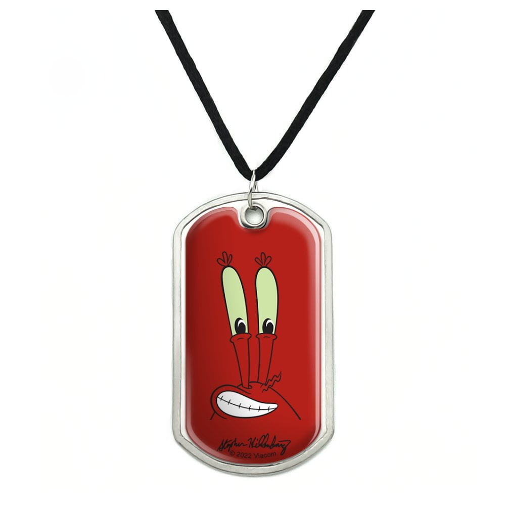 GRAPHICS AND MORE SpongeBob Mr. Krabs Face Military Dog Tag Pendant Necklace with Cord