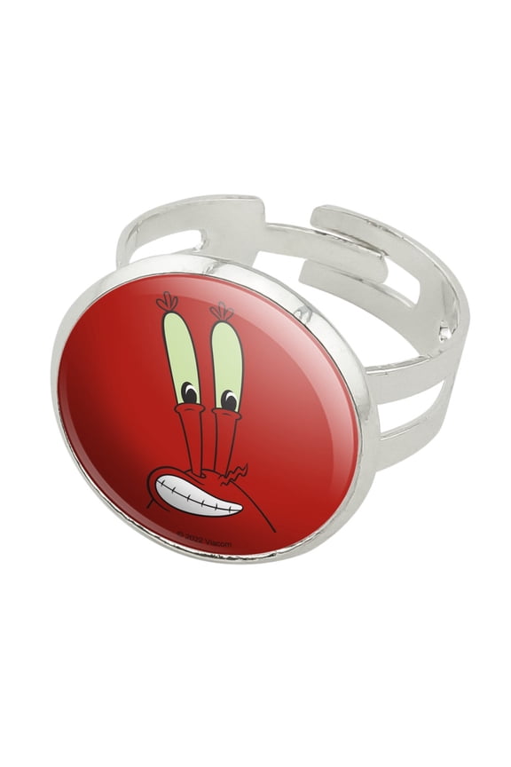 SpongeBob Mr. Krabs Face Silver Plated Adjustable Novelty Ring