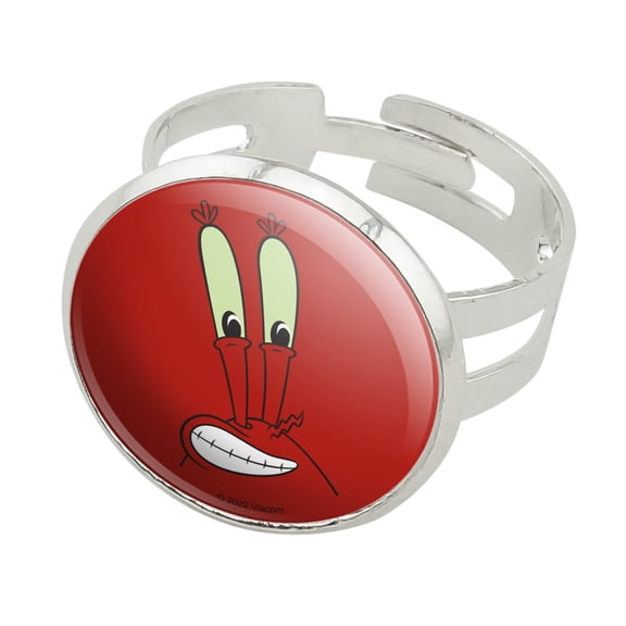 SpongeBob Mr. Krabs Face Silver Plated Adjustable Novelty Ring