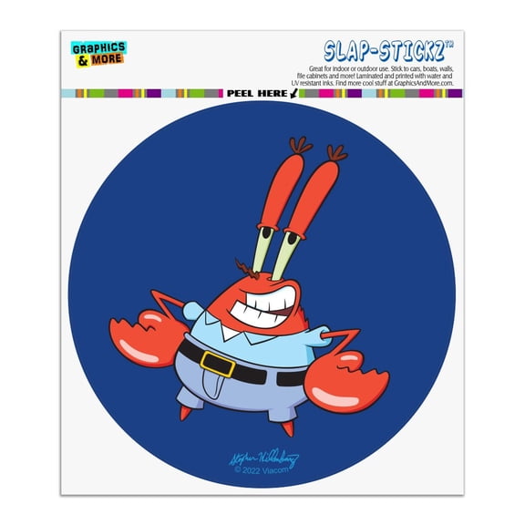 SpongeBob Mr. Krabs Pose Automotive Car Window Locker Circle Bumper Sticker