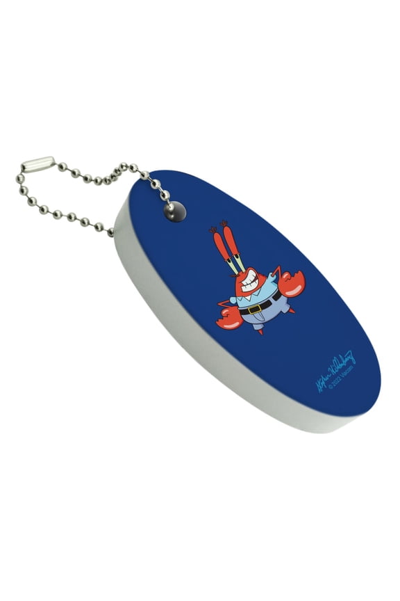 SpongeBob Mr. Krabs Pose Floating Keychain Oval Foam Fishing Boat Buoy Key Float
