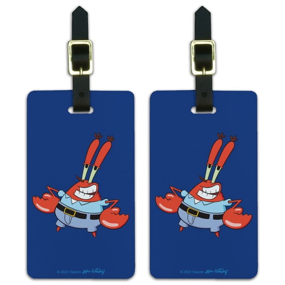 SpongeBob Mr. Krabs Pose Luggage ID Tags Suitcase Carry-On Cards - Set of 2