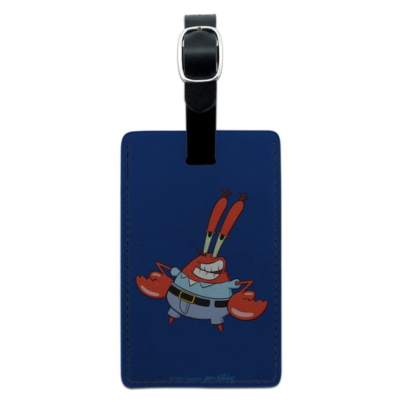 SpongeBob Mr. Krabs Pose Rectangle Leather Luggage Card Suitcase Carry-On ID Tag