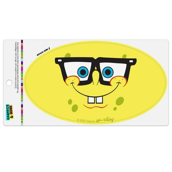SpongeBob Nerd Face Automotive Car Refrigerator Locker Vinyl Euro Oval Magnet