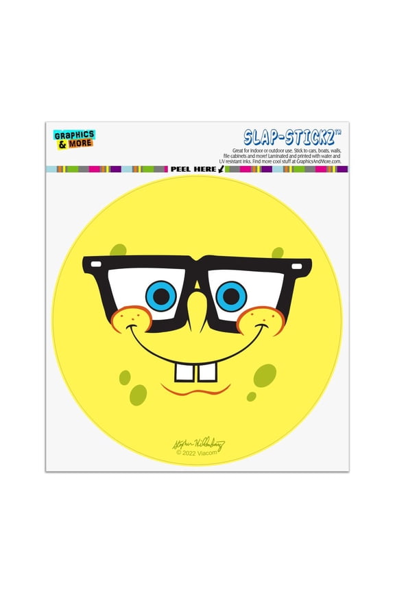 SpongeBob Nerd Face Automotive Car Window Locker Circle Bumper Sticker