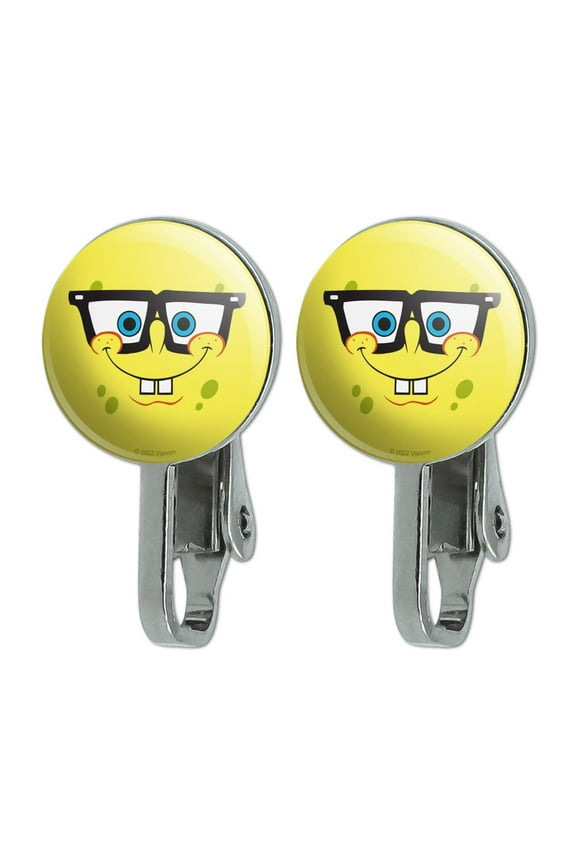 SpongeBob Nerd Face Novelty Clip-On Stud Earrings