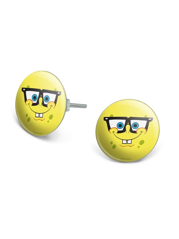 SpongeBob Nerd Face Novelty Silver Plated Stud Earrings