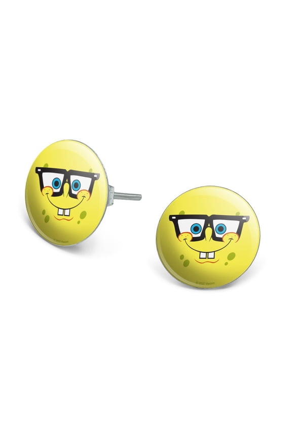 SpongeBob Nerd Face Novelty Silver Plated Stud Earrings