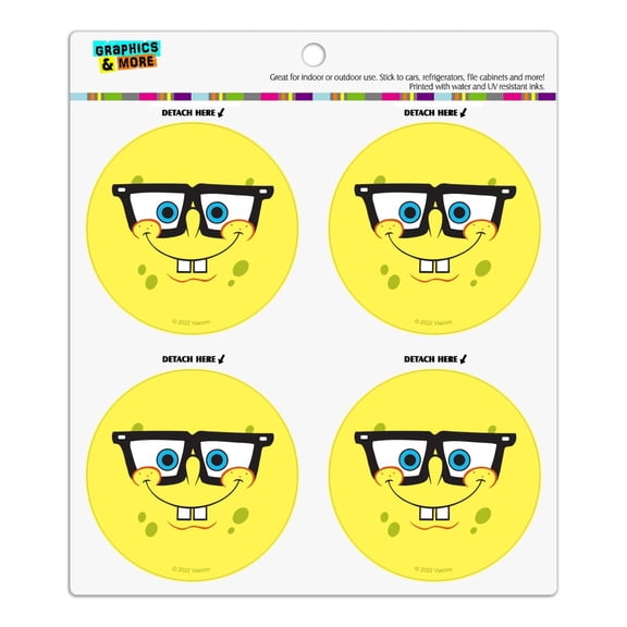 SpongeBob Nerd Face Refrigerator Fridge Locker Vinyl Circle Magnet Set