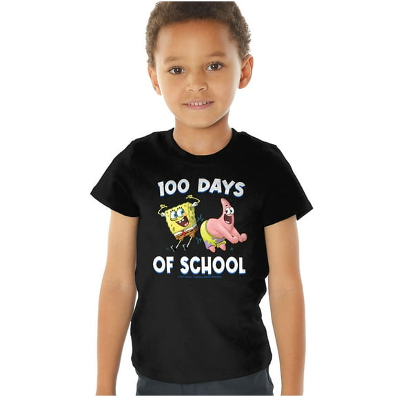 SpongeBob Patrick 100 Days of School Kids T Shirt (2) for Toddler Boys and Girls, Navy