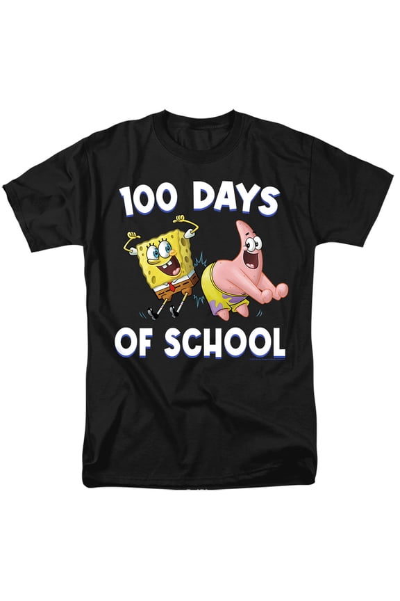 SpongeBob Patrick 100 Days of School Unisex Adult T Shirt, Navy, Small