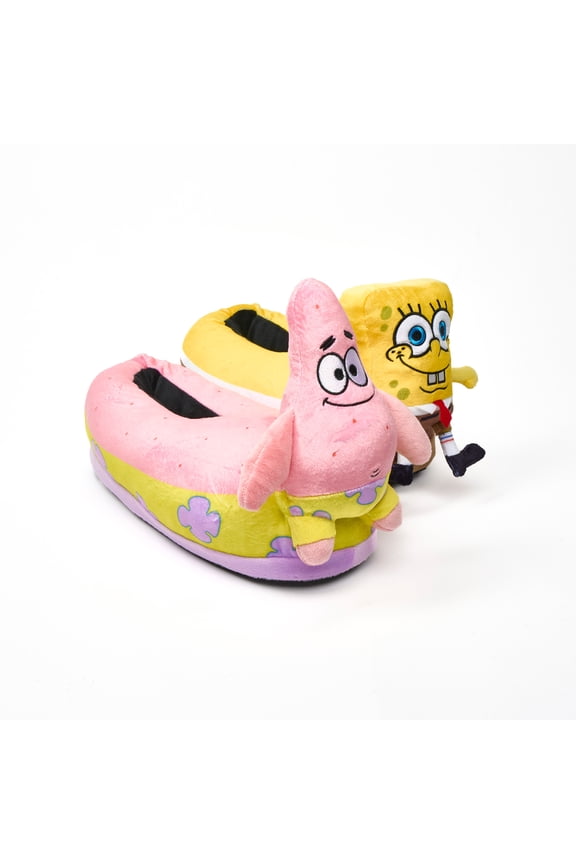 – SpongeBob and Patrick 3D Slippers Medium for Men & Women – Soft Plush Indoor House Shoes,