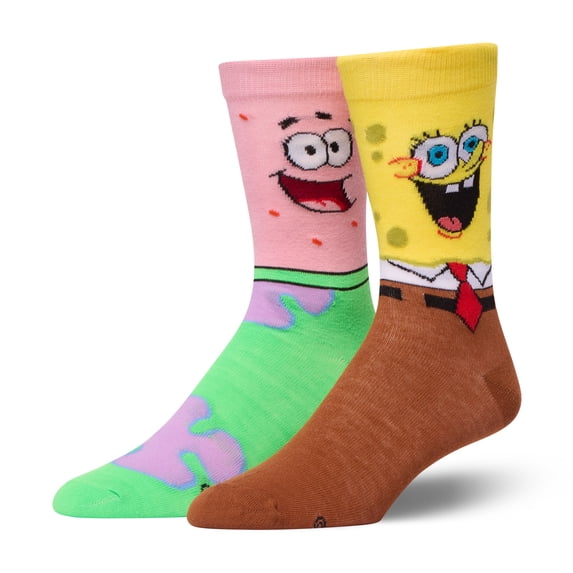 Crazy Socks – SpongeBob & Patrick Unisex Crew Socks – Fun Cartoon Graphic, Colorful Pop Culture