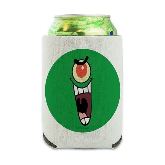 SpongeBob Plankon Face Can Cooler - Drink Sleeve Hugger Collapsible Insulator - Beverage Insulated Holder