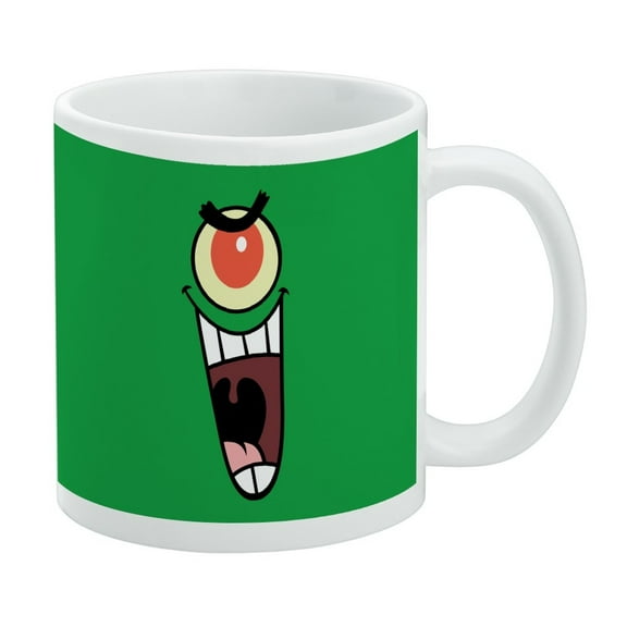SpongeBob Plankon Face Ceramic Coffee Mug, Novelty Gift Mugs for Coffee, Tea and Hot Drinks, 11oz, White