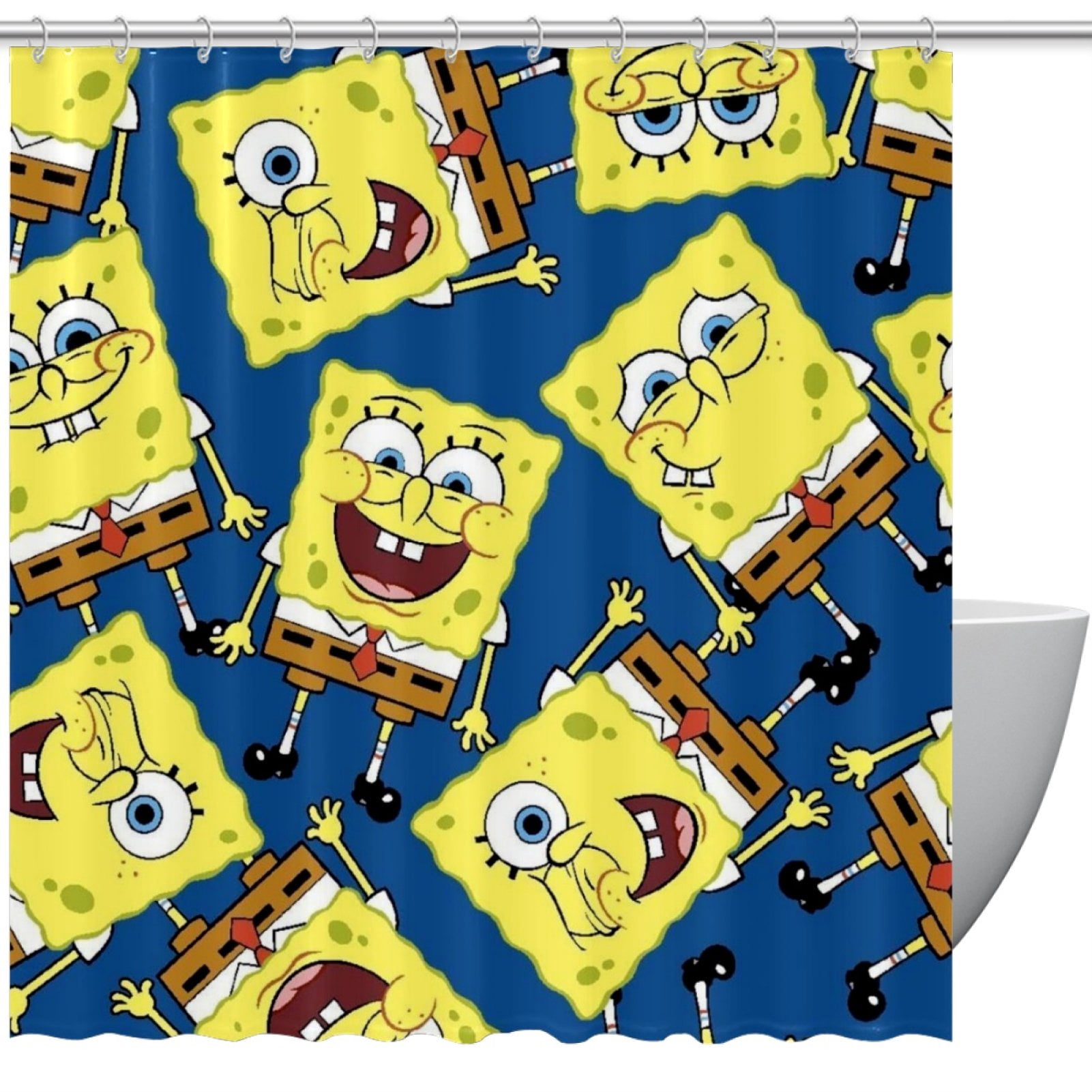 SpongeBob Printed Shower Curtain with Hooks 60" x 72"