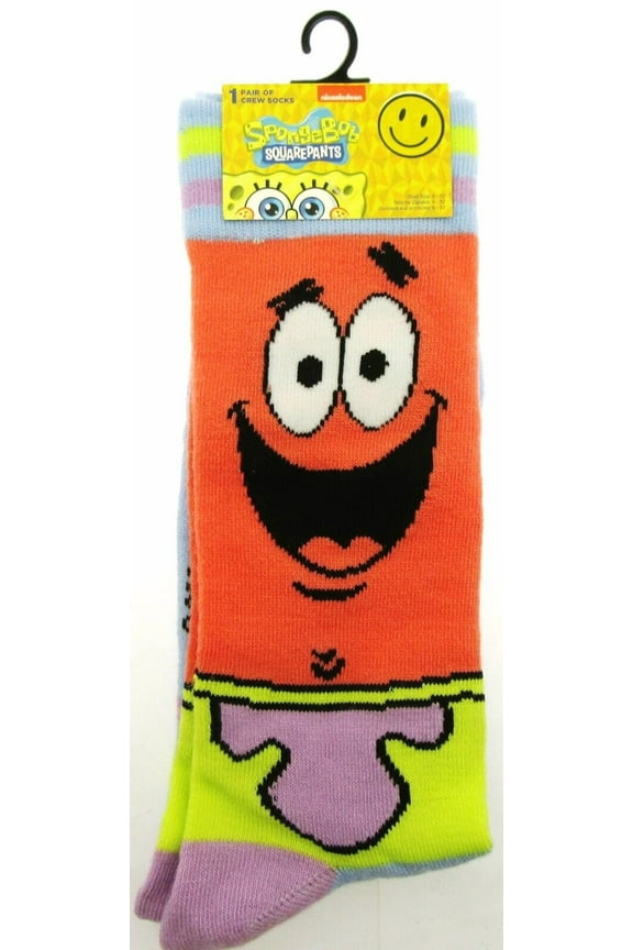 SpongeBob SP! Crew Socks  Men Sizes 6 - 12  Patrick  One Pair
