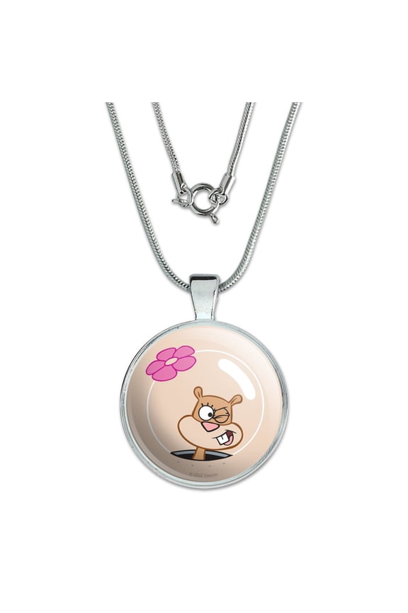 SpongeBob Sandy Wink Face 1" Pendant with Sterling Silver Plated Chain