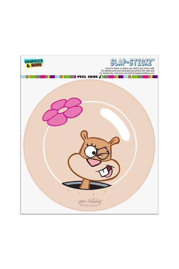 SpongeBob Sandy Wink Face Automotive Car Window Locker Circle Bumper Sticker