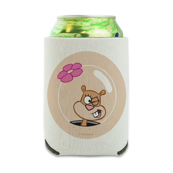 SpongeBob Sandy Wink Face Can Cooler - Drink Sleeve Hugger Collapsible Insulator - Beverage Insulated Holder