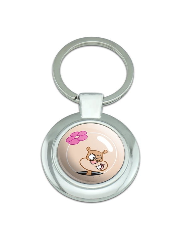Spongebob Sandy Wink Face Keychain Classy Round Chrome Plated Metal