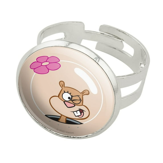 SpongeBob Sandy Wink Face Silver Plated Adjustable Novelty Ring