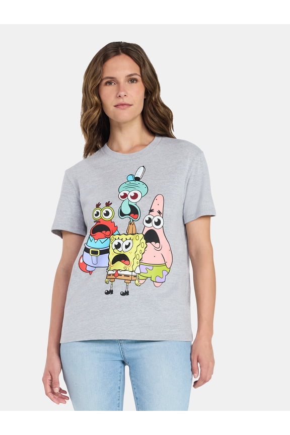 SpongeBob SquarePants Women's Graphic Tee with Short Sleeves, Sizes XXS-XXL