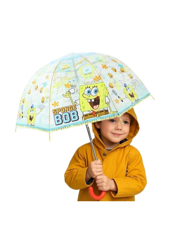 SpongeBob Square Pants Junior Vinyl Dome Type Jump Start Stick Umbrella! 55cm