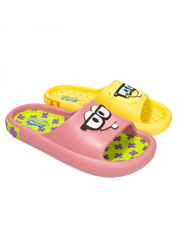 SpongeBob Square Pants and Patrick Men's Comfort Slide Sandals-Size 9