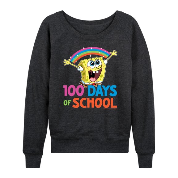 SpongeBob SquarePants - 100 Days Of School Spongebob - Women's Lightweight French Terry Long Sleeve Shirt