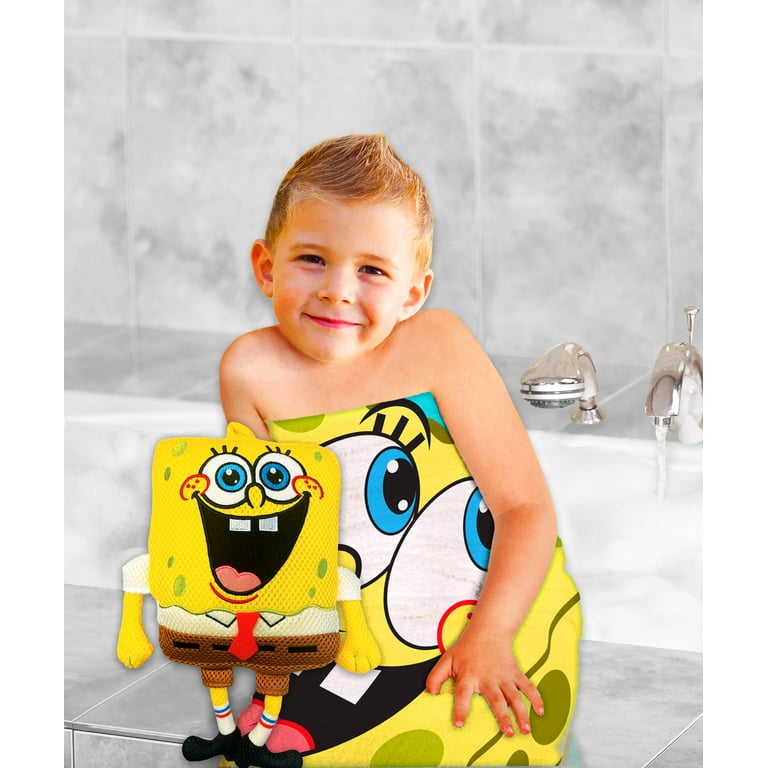SpongeBob SquarePants 2 Piece Bath Towel and Character Scrubby Set Kids Bath Set Walmart