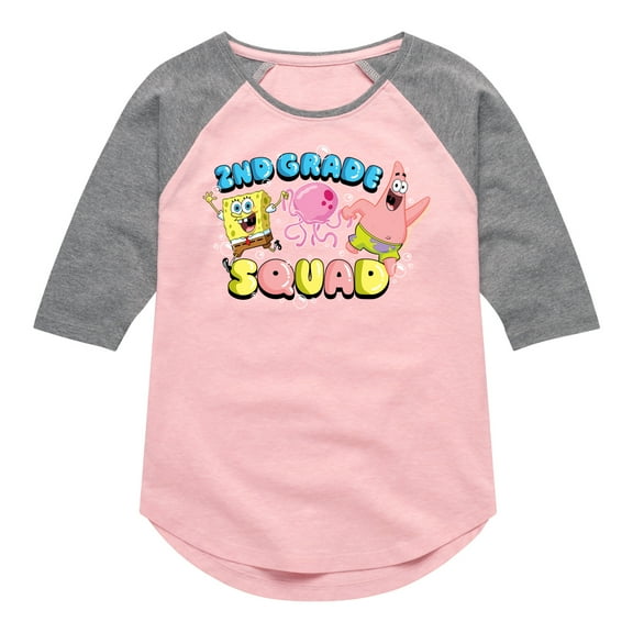 SpongeBob SquarePants - 2nd Grade Squad - Toddler & Youth Girls Raglan Graphic T-Shirt