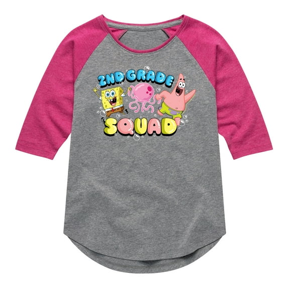SpongeBob SquarePants - 2nd Grade Squad - Toddler & Youth Girls Raglan Graphic T-Shirt