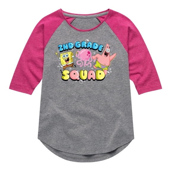 SpongeBob SquarePants - 2nd Grade Squad - Toddler & Youth Girls Raglan Graphic T-Shirt