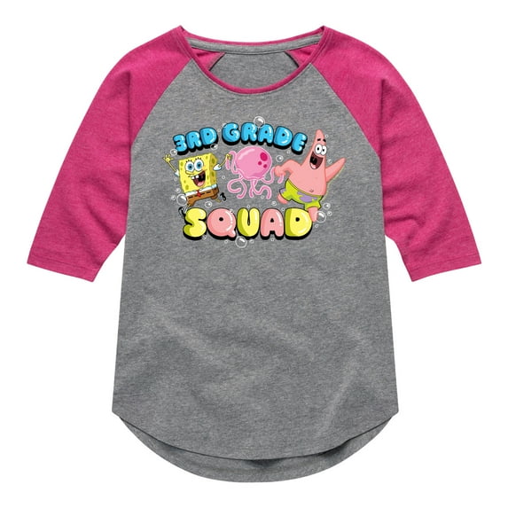 SpongeBob SquarePants - 3rd Grade Squad - Toddler & Youth Girls Raglan Graphic T-Shirt