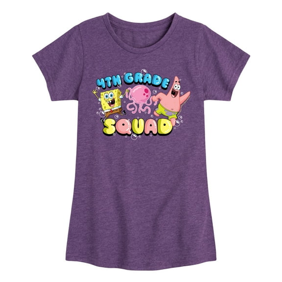 SpongeBob SquarePants - 4th Grade Squad - Toddler & Youth Girls Short Sleeve Graphic T-Shirt
