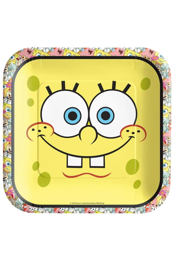 SpongeBob SquarePants 'All The Faces' Large Square Paper Plates (8ct)