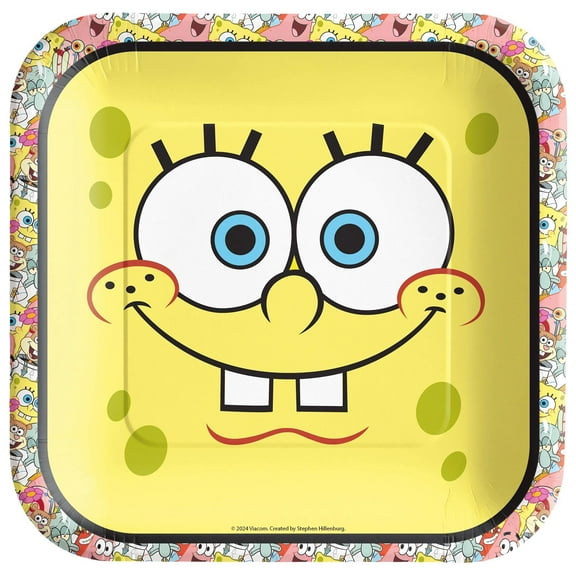 SpongeBob SquarePants 'All The Faces' Large Square Paper Plates (8ct)
