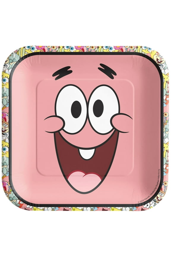 SpongeBob SquarePants 'All The Faces' Small Square Paper Plates (8ct)