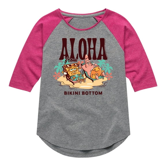 SpongeBob SquarePants - Aloha From Bikini Bottom - Toddler & Youth Girls Raglan Graphic T-Shirt