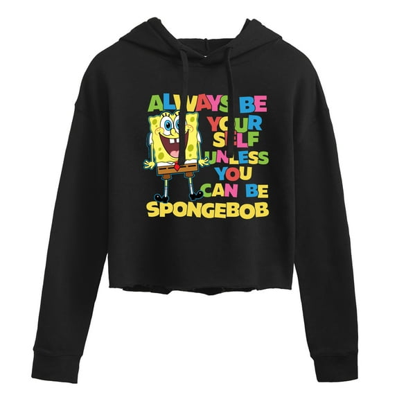 SpongeBob SquarePants - Always Be Yourself Spongebob - Juniors Cropped Pullover Hoodie