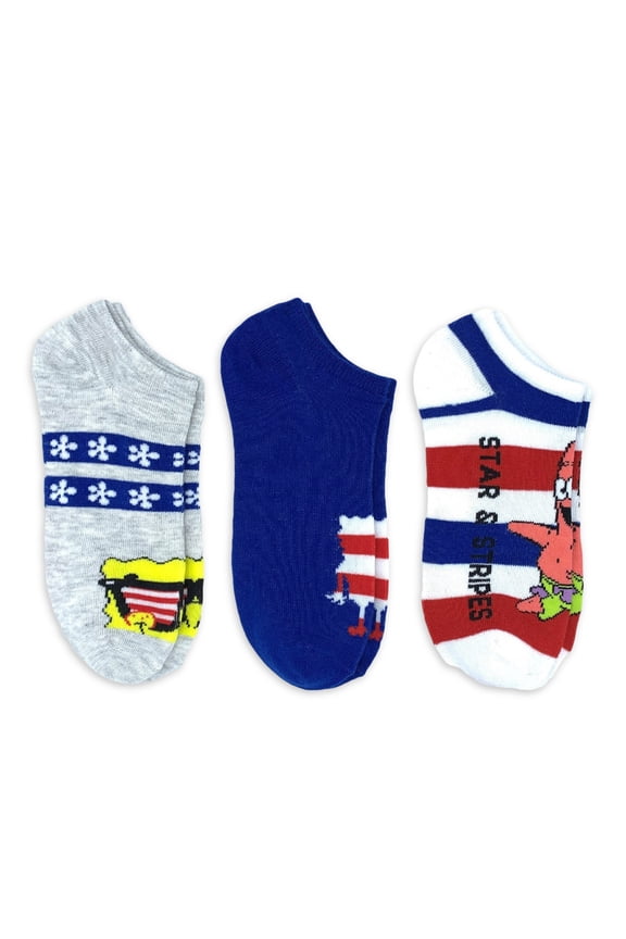 SpongeBob SquarePants Americana Women's No Show Socks, 3-Pack